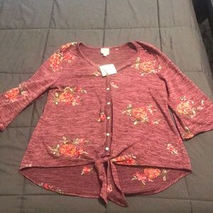 Women’s high/low cardigan with tie front